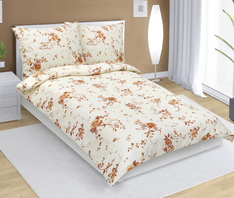 veratex Povlečení krepové rozkvetlá růže světle béžová 140x200, 70x90 cm