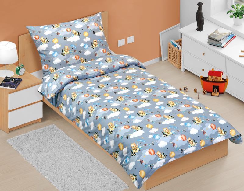 veratex Povlečení bavlněné Junior medvídek v letadle 140x200, 70x90 cm