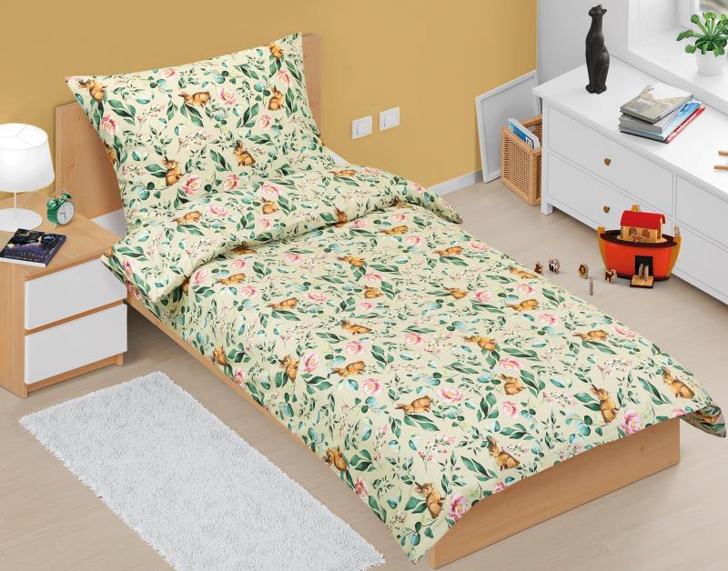 veratex Povlečení bavlněné Junior zajíček v lupení 140x200, 70x90 cm