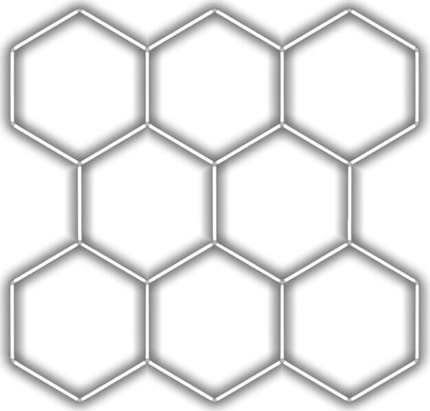 Escape6 Kompletné LED hexagónové svietidlo biele 4500 K, rozmery 8 elementov 252 × 238 cm