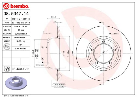 BREMBO brzdový kotúč 08.5347.11, súprava 2 ks