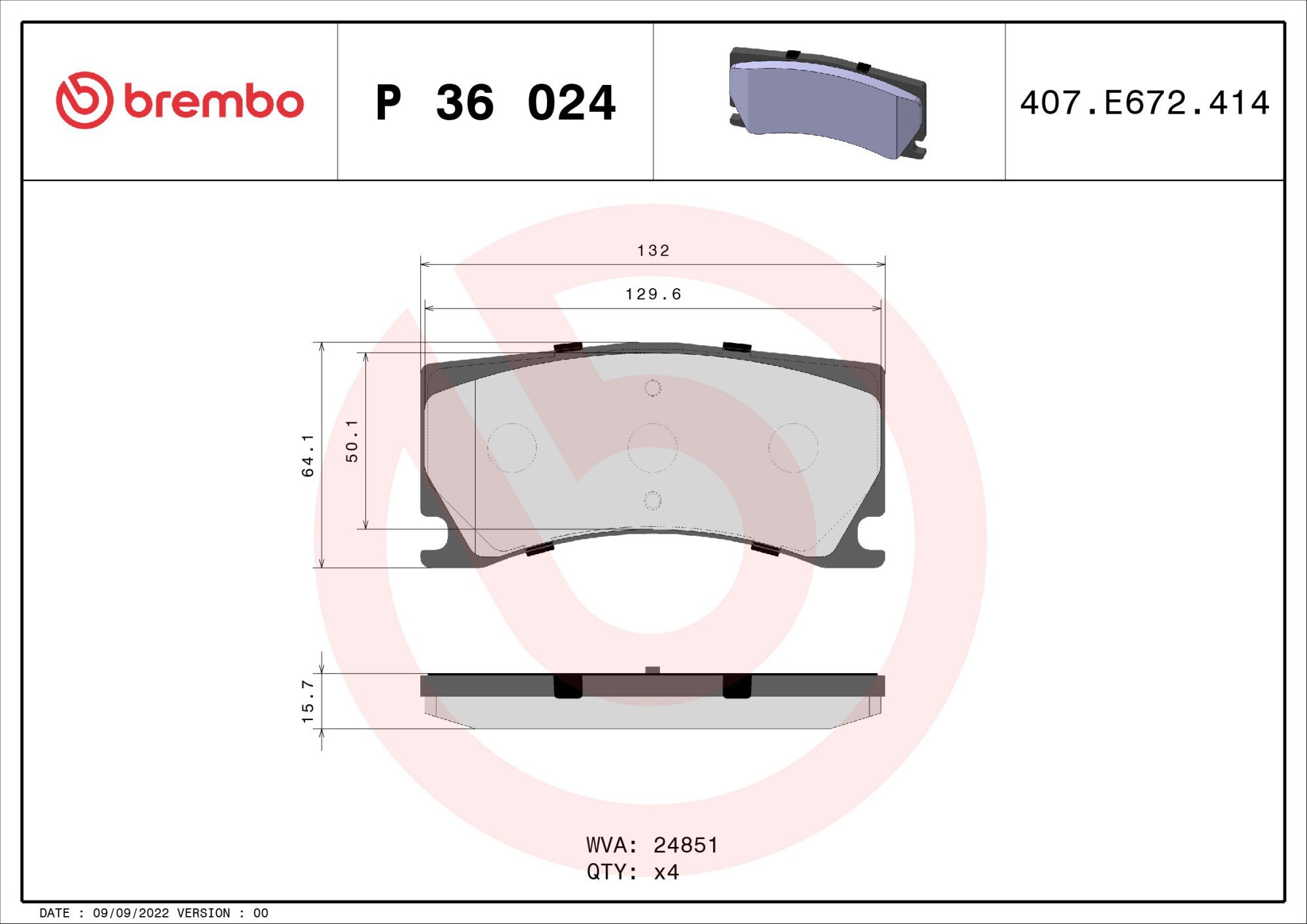 BREMBO Súprava brzdových doštičiek P 36 024