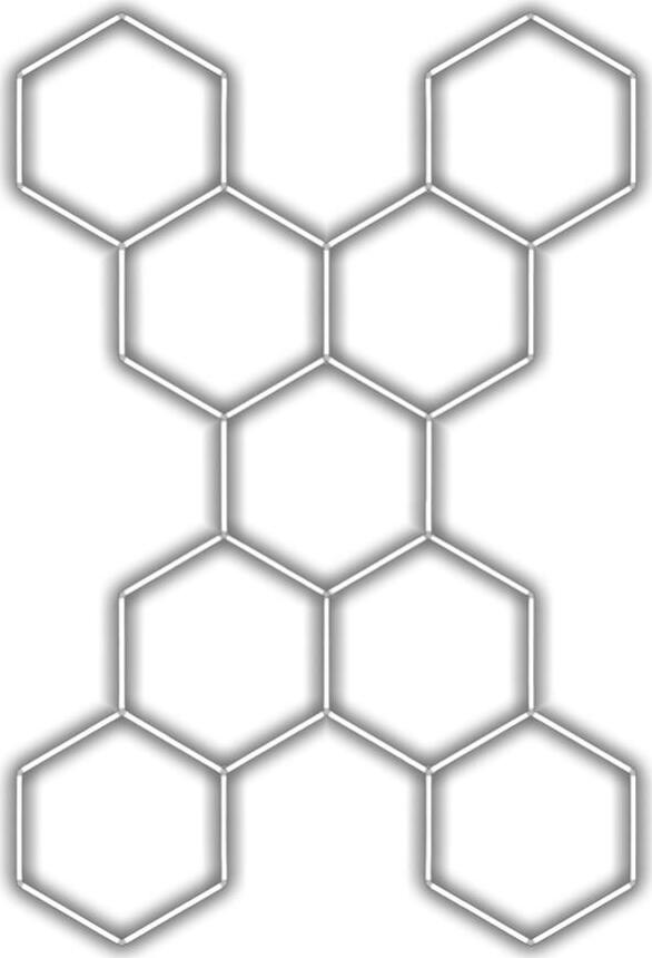 Escape6 Kompletné LED hexagónové svietidlo biele 4500 K, rozmery 9 elementov 246 × 386 cm tvar X