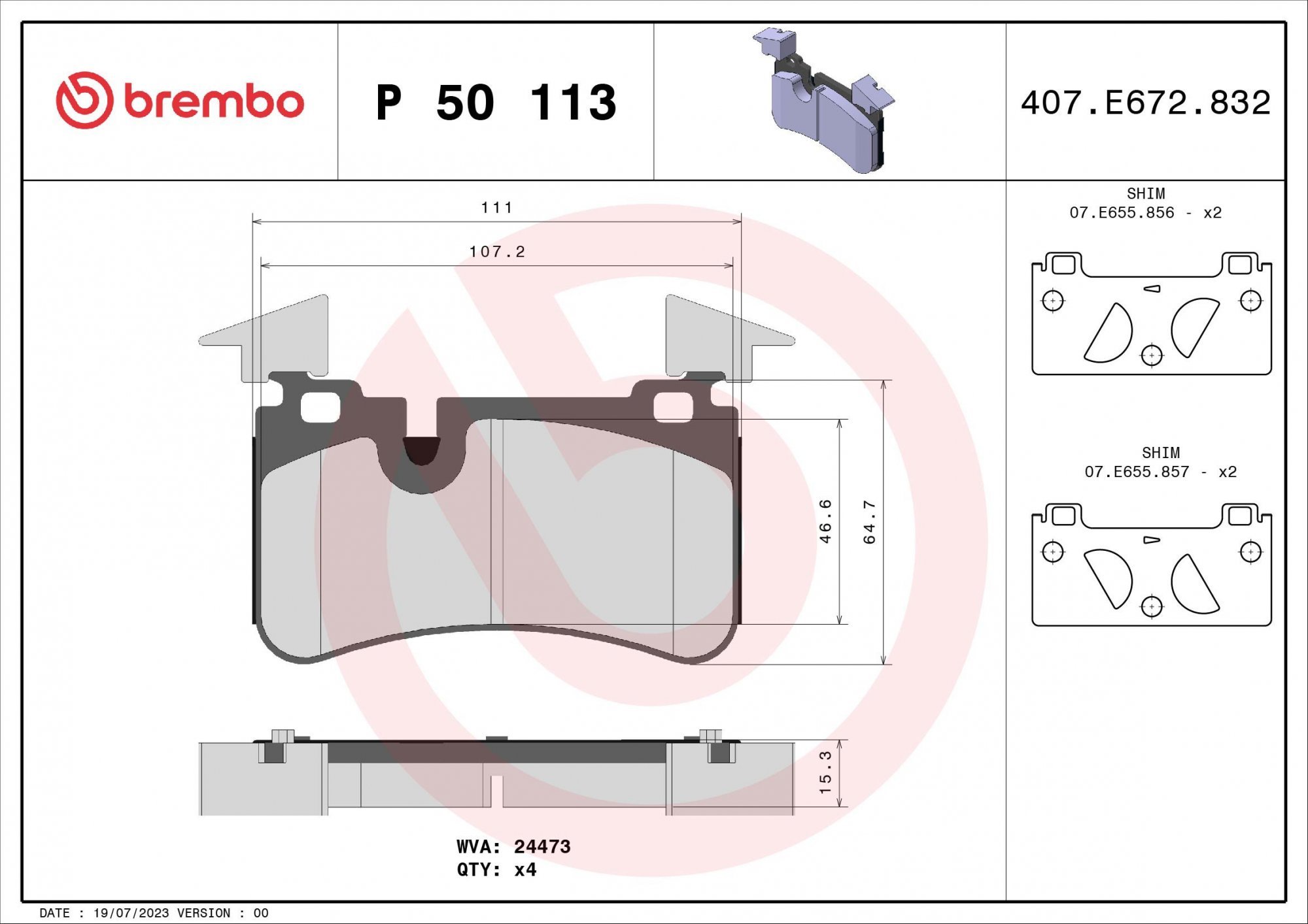 BREMBO Sada brzdových doštičiek P 50 113