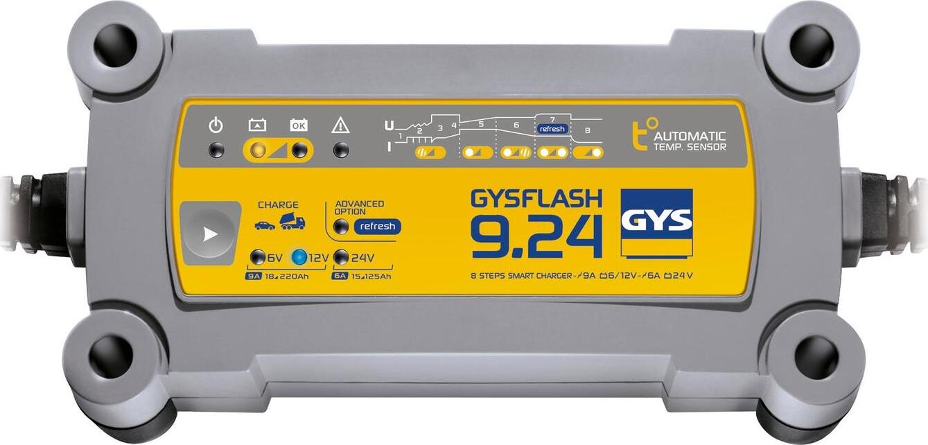 GYS Gysflash 9.24, 6/12/24 V, 15 – 300 Ah, 6/12 V 9 A, 24 V 6 A