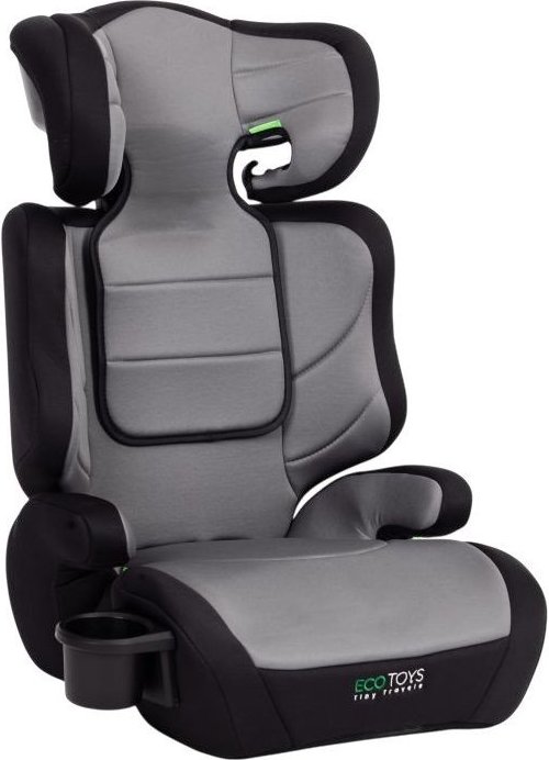 EcoToys Autosedačka s podsedákom 2 v 1, i-Size pre deti 100 – 150 cm, držiak na nápoje, čierno-sivá