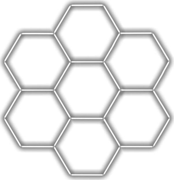 Escape6 Kompletné LED hexagónové svietidlo biele 4500 K, rozmery 7 elementov 238 × 252 cm