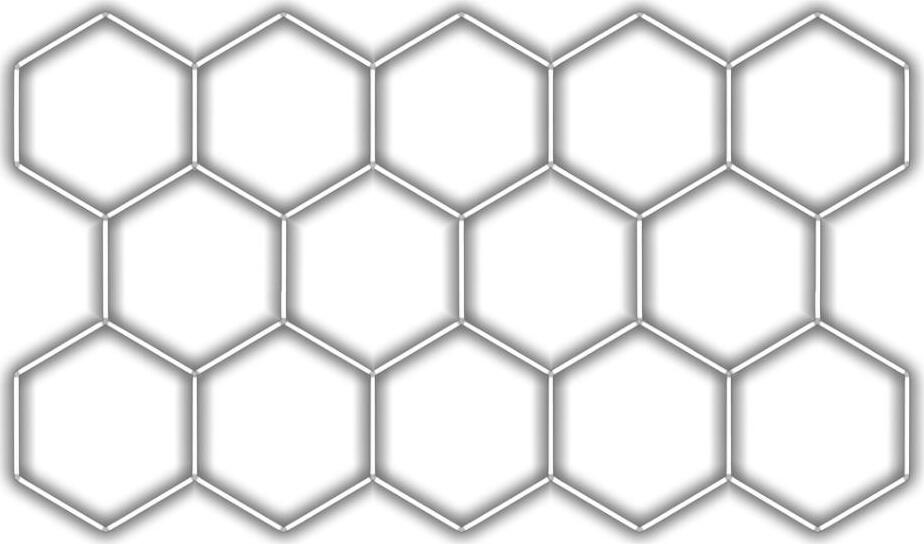 Escape6 Kompletné LED hexagónové svietidlo biele 4500 K, rozmery 14 elementov 420 × 238 cm