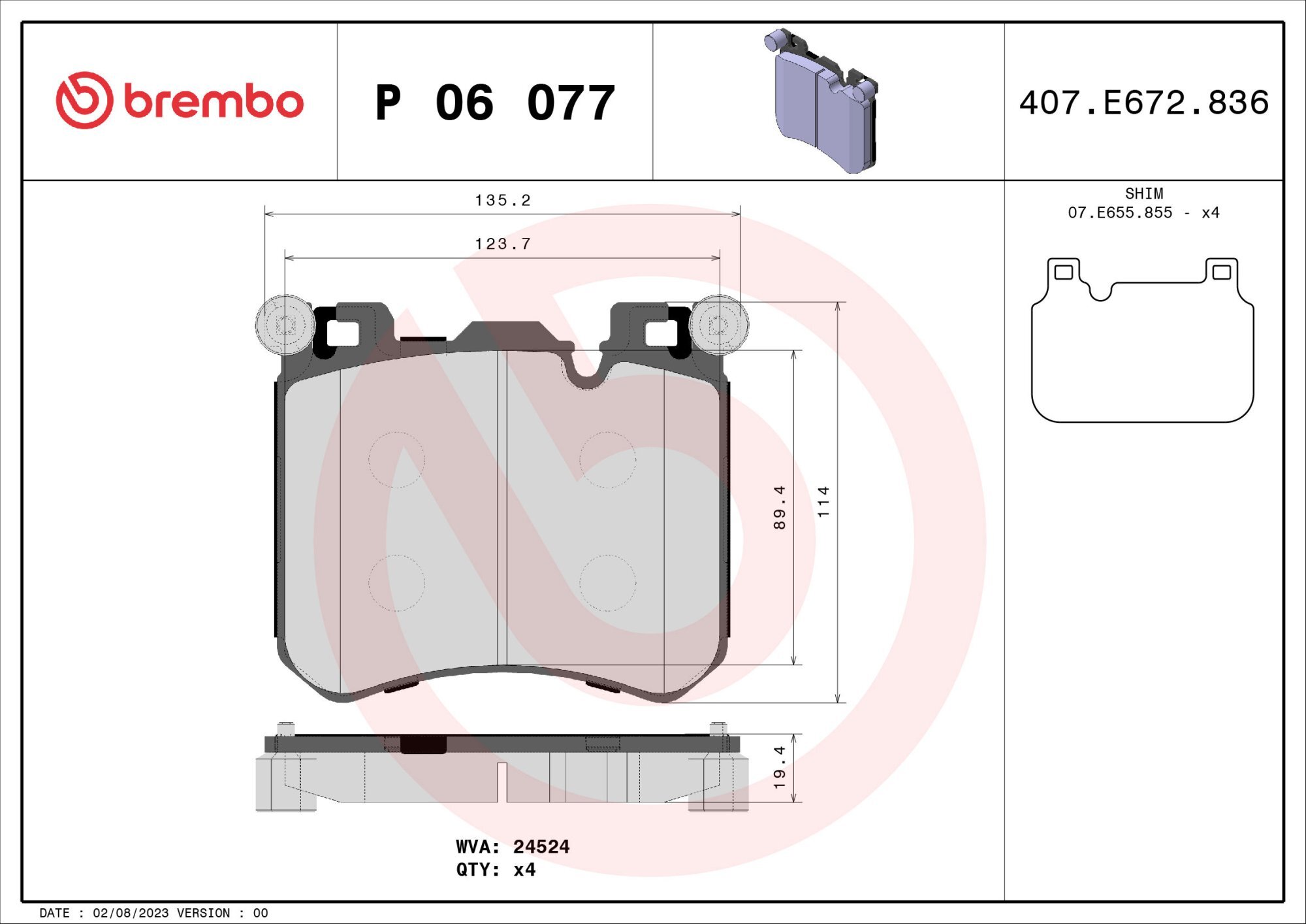 BREMBO Sada brzdových doštičiek P 06 077