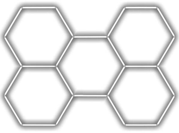 Escape6 Kompletné LED hexagónové svietidlo biele 4500 K, rozmery 5 elementov 238 × 168 cm