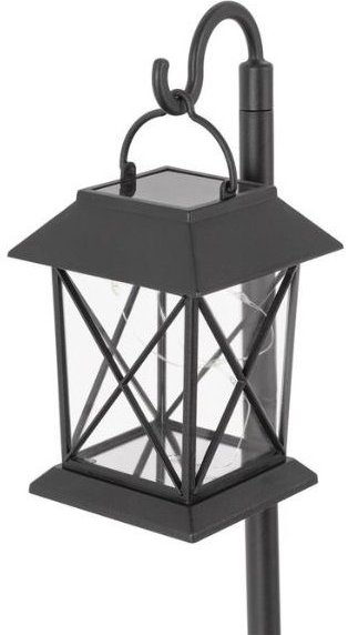 ENTAC Záhradné solárne svetlo LED lampáš, 42 cm, zapichovacie, čierne, teplé svetlo