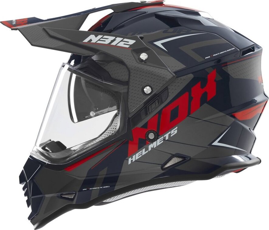 NOX prilba N312 Vapor 2025 čierna, modrá, červená, veľ. XS