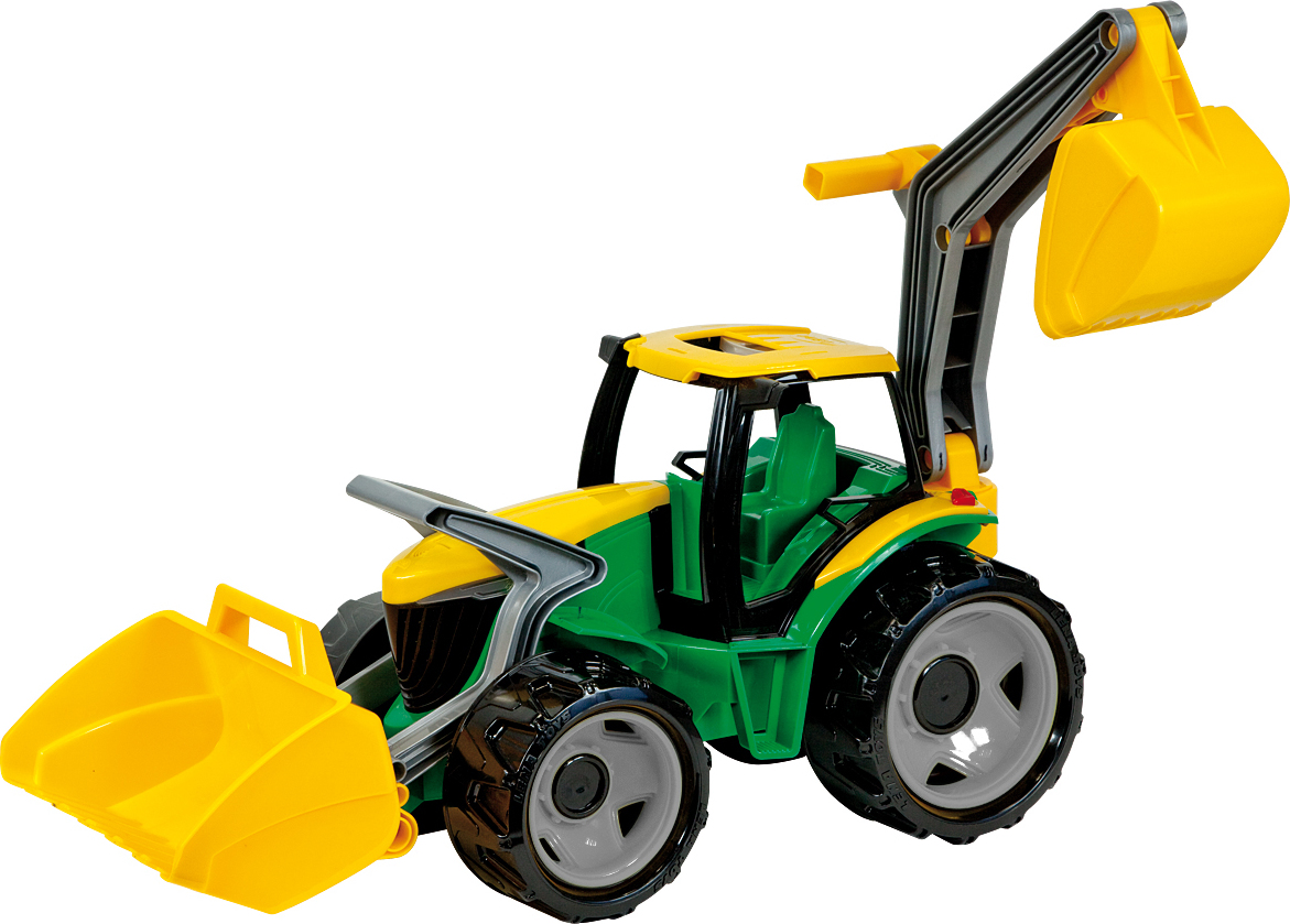 Traktor se lžící a bagrem, zeleno žlutý, 107cm