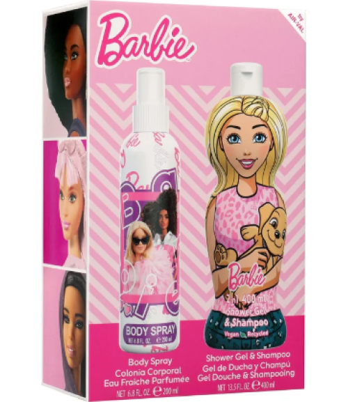 BARBIE - kosmetická dárková sada Tělový sprej 200 ml + sprchový gel a šampón 2v1 400ml