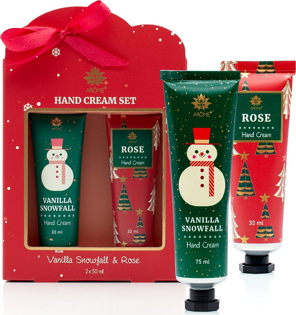 ARÔME - VANILLA SNOWFALL and ROSE Dárková sada 2 mini krémy na ruce