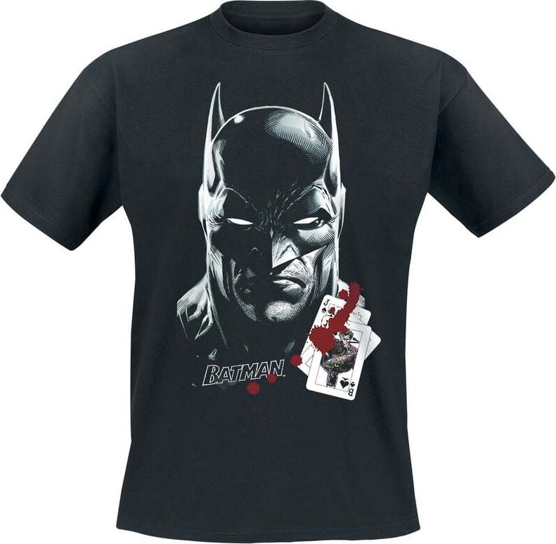 Batman Batman Serious Face With Playing Cards Tričko černá