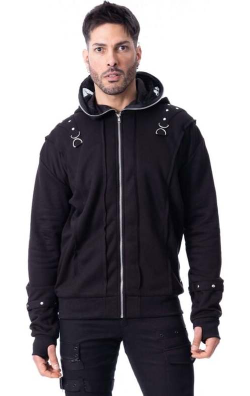 Poizen Industries Ruin Hood Mens Black Mikina s kapucí na zip černá