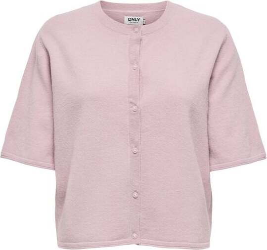 Only ONLTILDA S/S O-NECK CARDIGAN KNT Dámský kardigan světle růžová