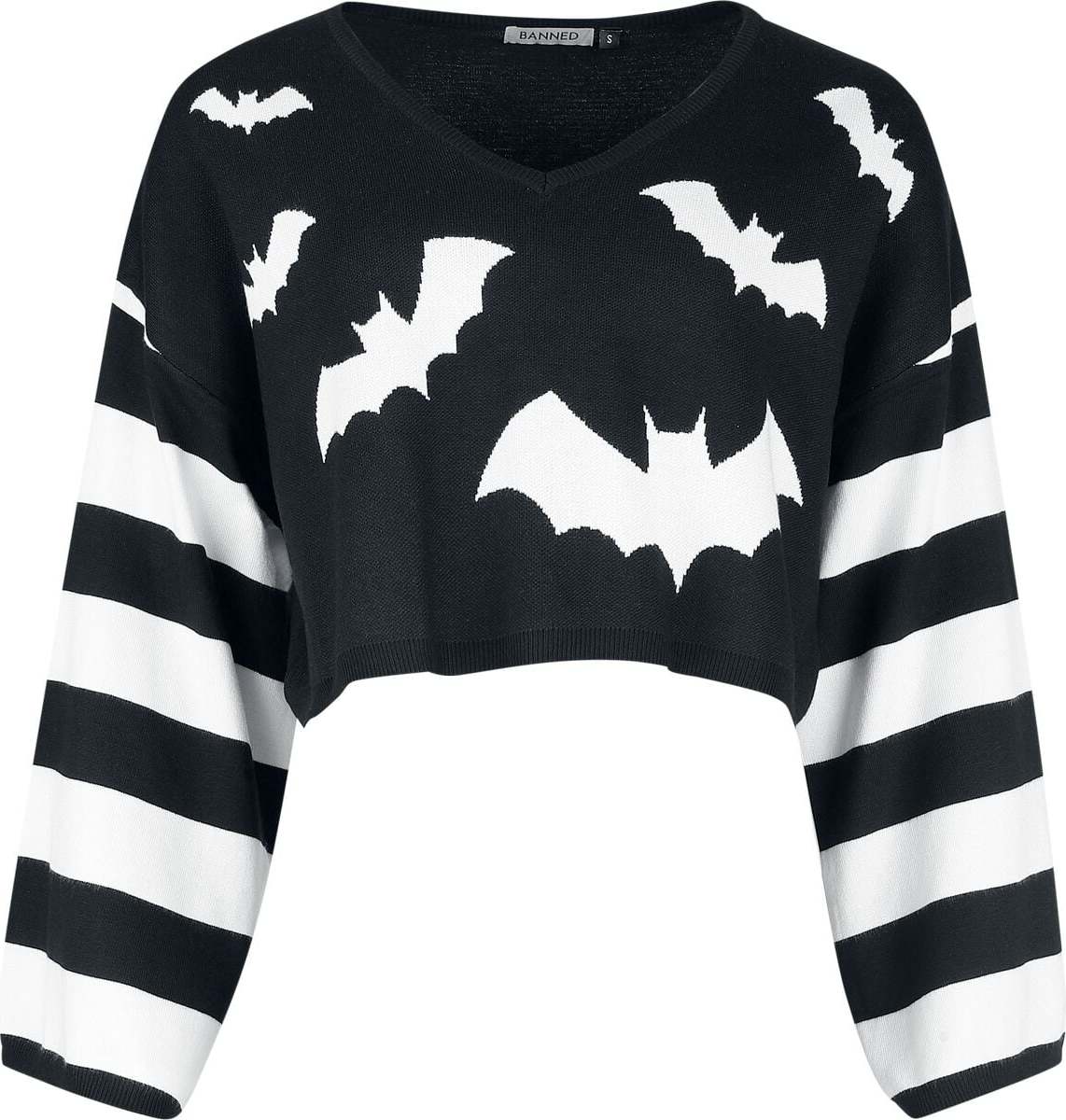 Banned Alternative Annabelle Bat Jumper Dámnský svetr cerná/bílá