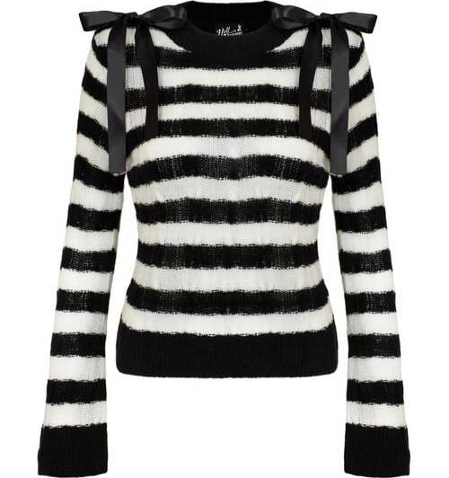 Hell Bunny SEATTLE JUMPER Dámnský svetr cerná/bílá