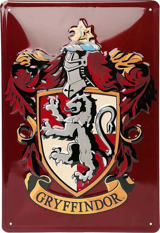 Harry Potter Gryffindor plechová cedule červená