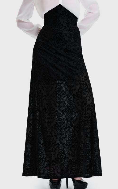 Killstar DAEMON'S CURSE MAXI SKIRT Sukně černá