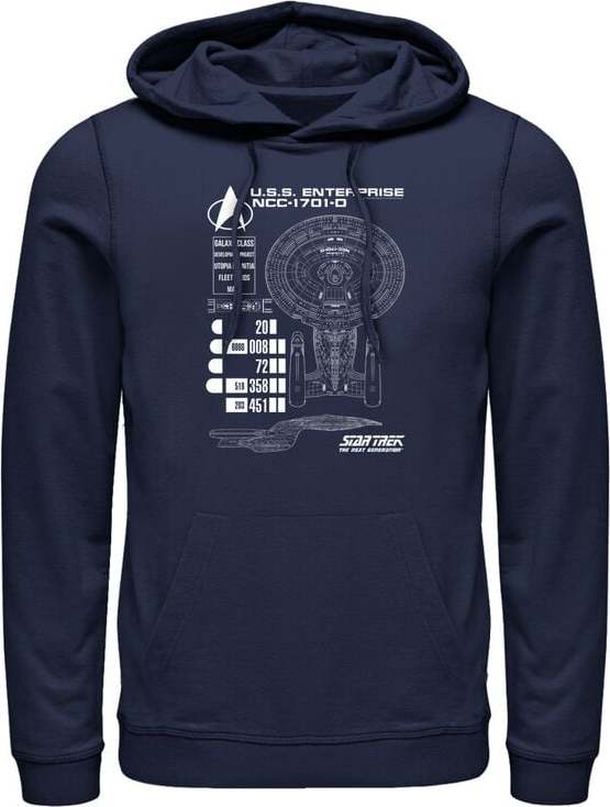 Star Trek Ship Schematics Mikina s kapucí námořnická modrá