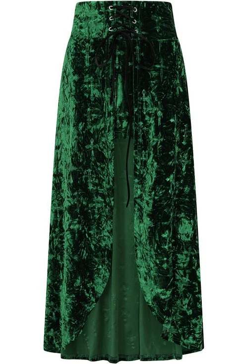 Banned Alternative Sanctum Velvet SKIRT Sukně zelená