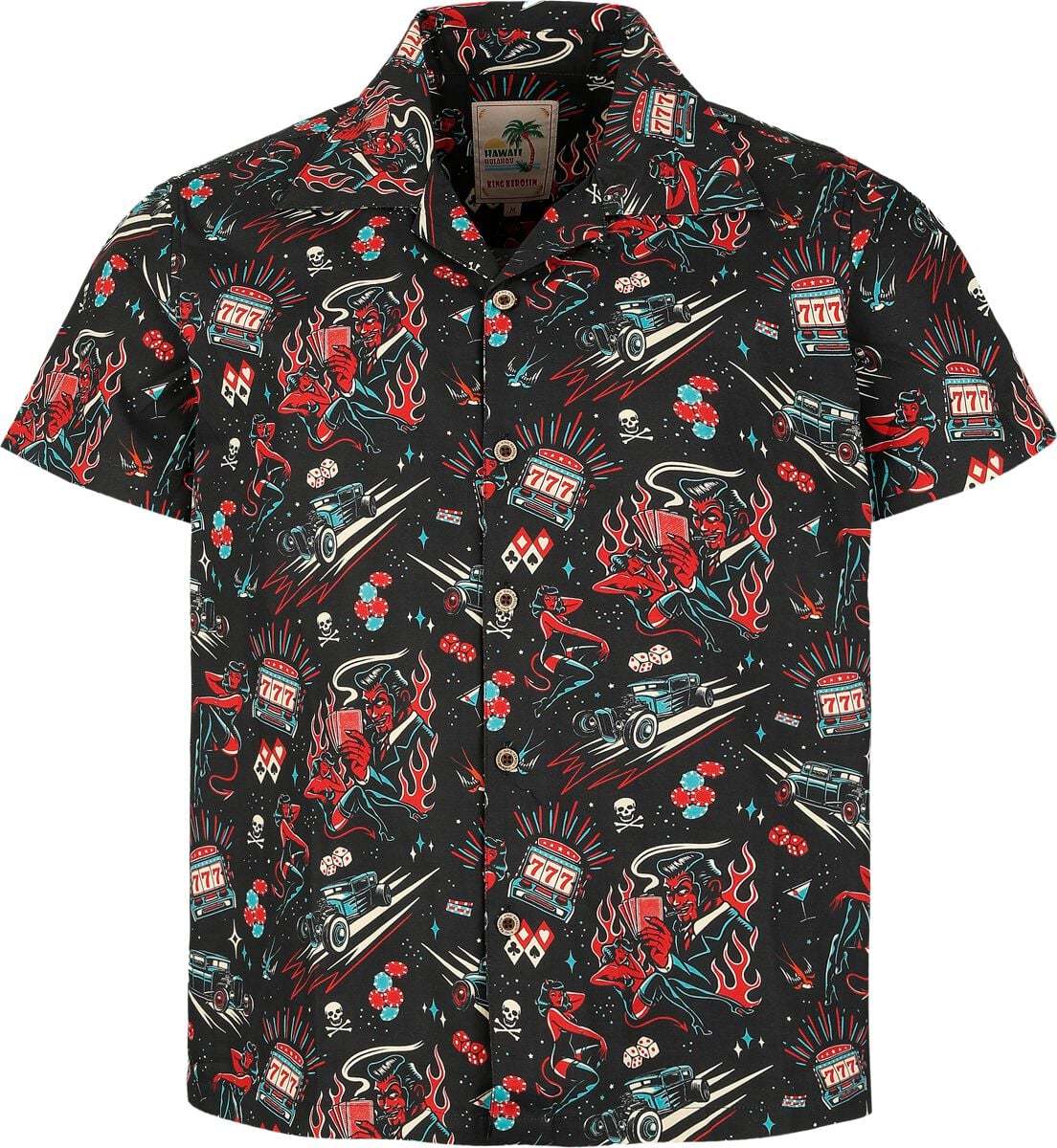 King Kerosin Rockabilly Devil Hawaii Shirt Košile černá