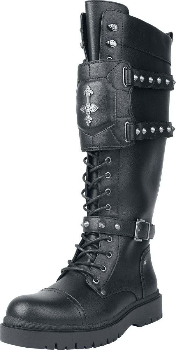 Gothicana by EMP Countess Bathory Kunstleder Stiefel boty černá