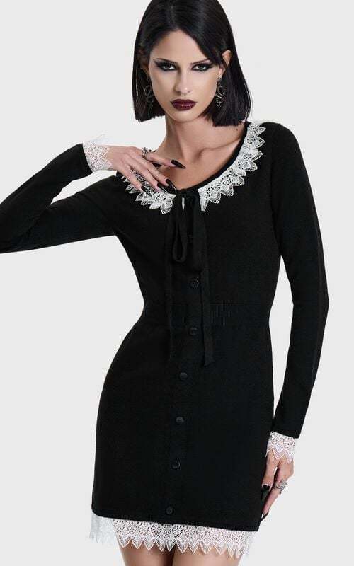 Killstar VICTORIA'S WRATH KNITTED MINI DRESS Šaty černá