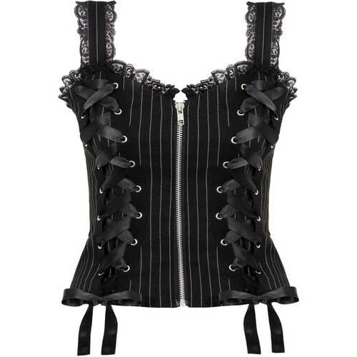 Hell Bunny QUINZEL C Pinstripe TOP Dámský top cerná/bílá