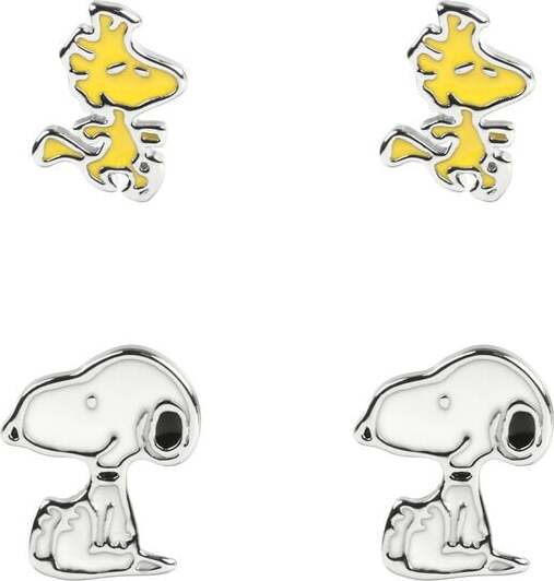 Peanuts Snoopy & Woodstock sada náušnic bílá/žlutá