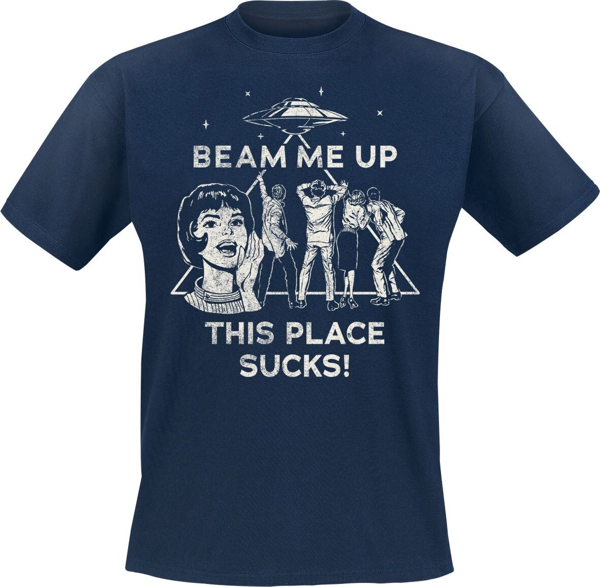 Stranger Things Season 5 - Beam Me Up This Place Sucks! Tričko námořnická modrá