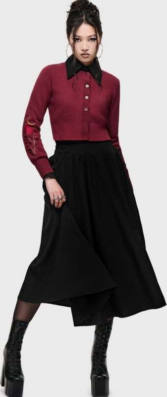 Killstar What Darkness Returns - Hexa Knitted Cardigan Dámský kardigan červená