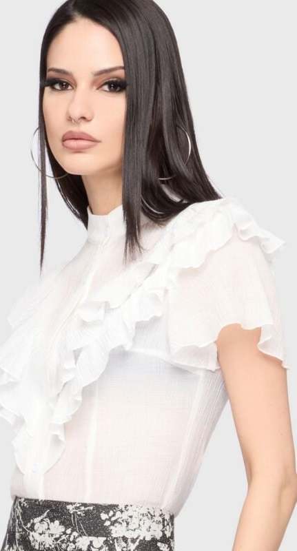 Killstar Celestial Summer - Midnight Vale Ruffle Blouse Halenka bílá