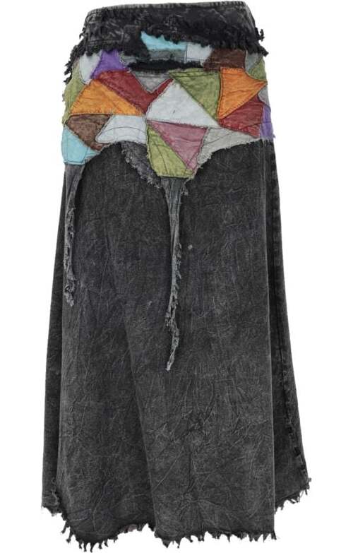 Guru-Shop Boho Elfen Wickelrock, Patchwork Rock Maxi sukně vícebarevný