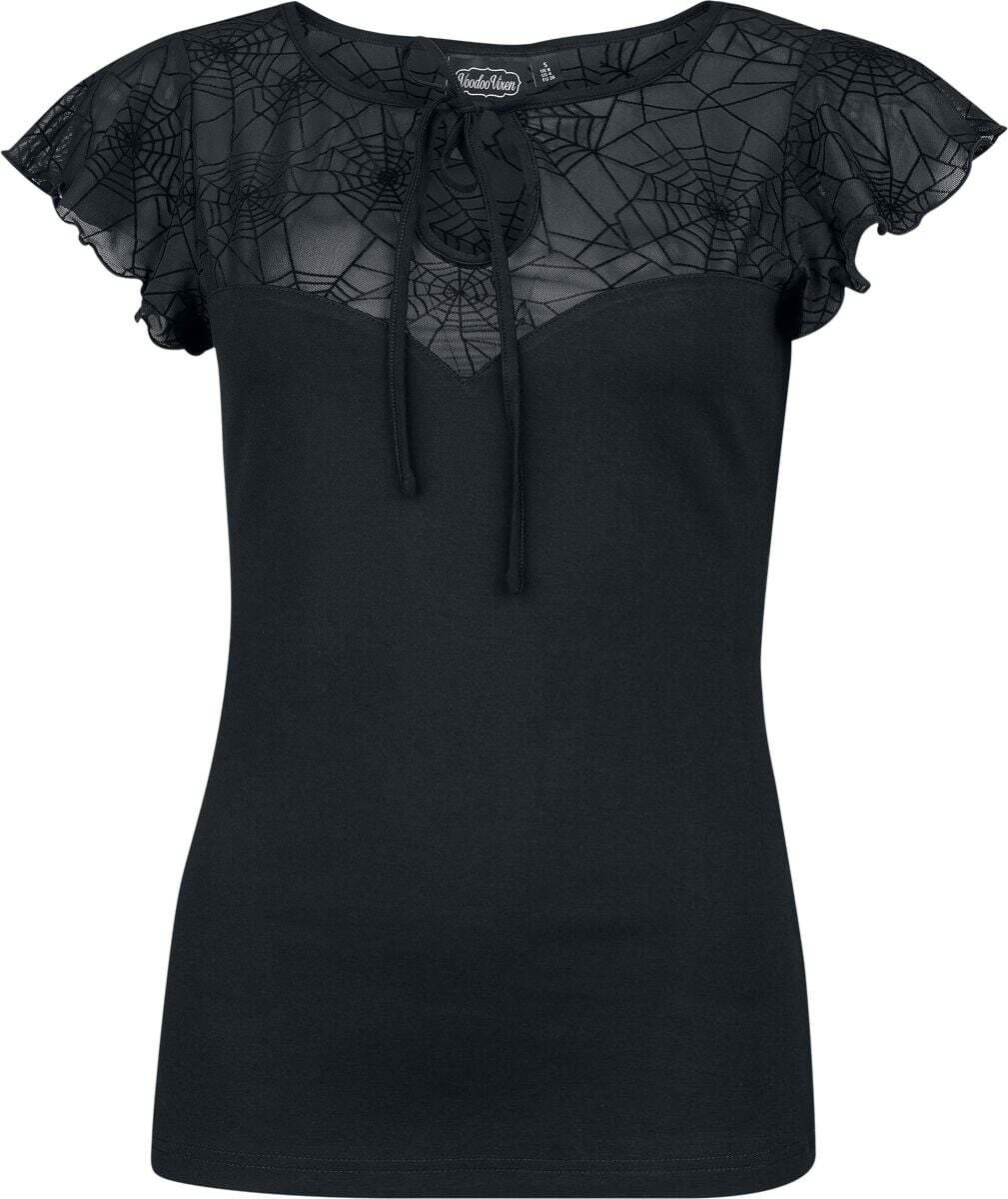 Voodoo Vixen Spider Web Lace Top Dámské tričko černá
