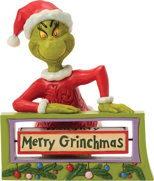 The Grinch Figurka Grinch s otočnou tabulí od Jima Shore Sberatelská postava vícebarevný