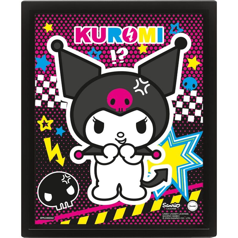 Hello Kitty Kuromi Punky Lenticular Framed 3D Zarámovaný obraz vícebarevný