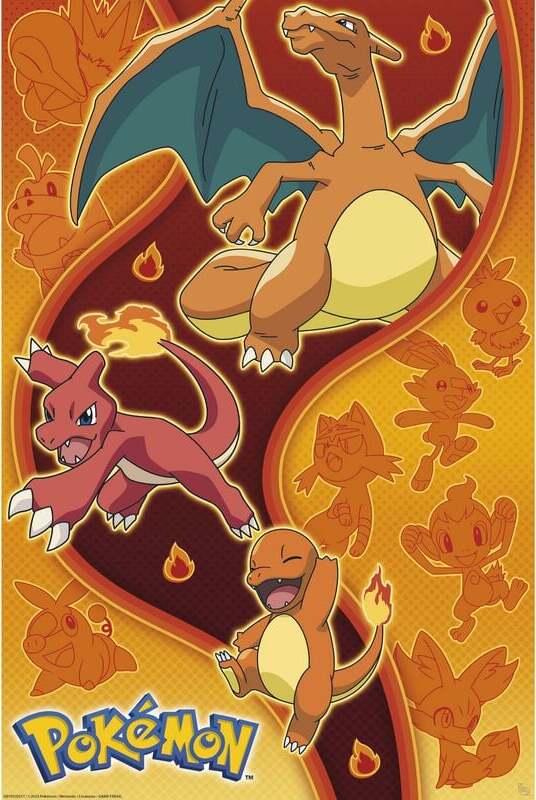 Pokémon Fire Starters plakát vícebarevný