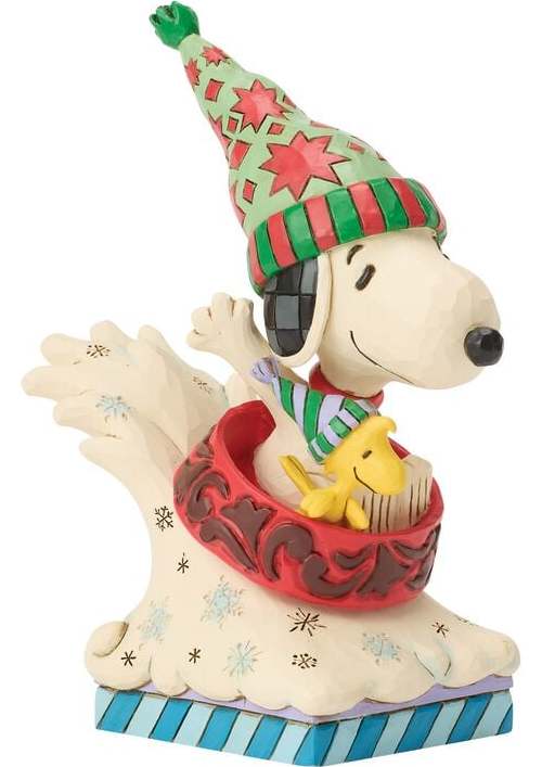 Peanuts Figurka Snoopy & Woodstock na saních Sberatelská postava vícebarevný