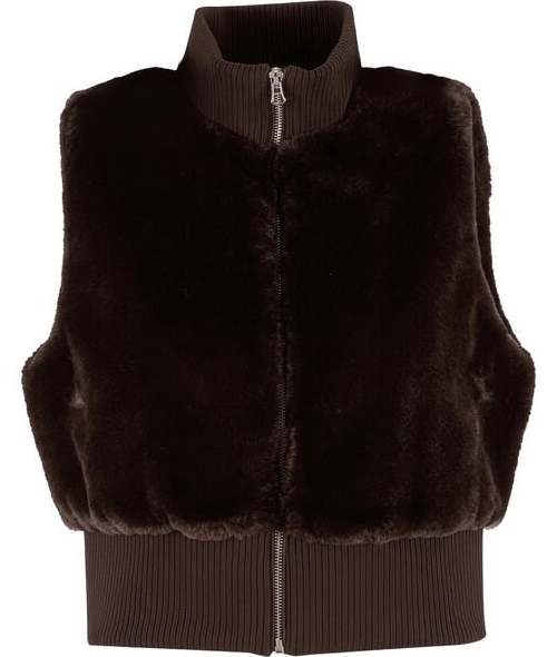 Urban Classics Vesta z imitace ovčí kožešiny Dámská vesta hnědá