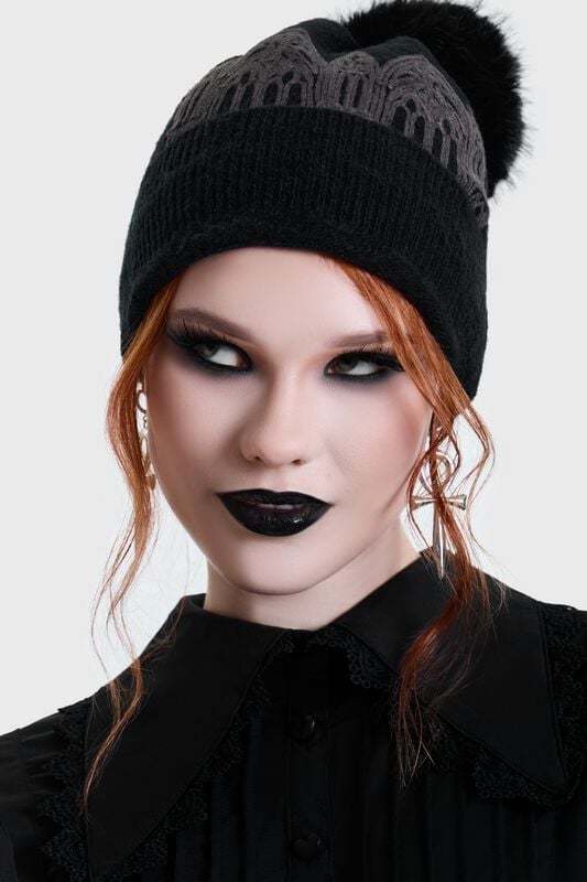 Killstar CATHEDRA SPIRES BOBBLE HAT Čepice černá