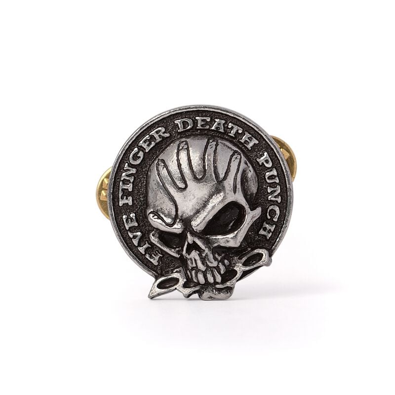Five Finger Death Punch Skull Pin Badge Odznak stríbrná