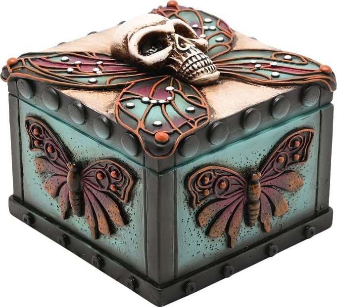 Mystic Legends Gothic Moth And Skull - Trinket Box organizér na šperky vícebarevný