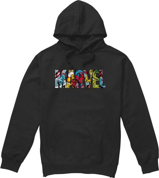 Marvel Comic Logo Mikina s kapucí černá
