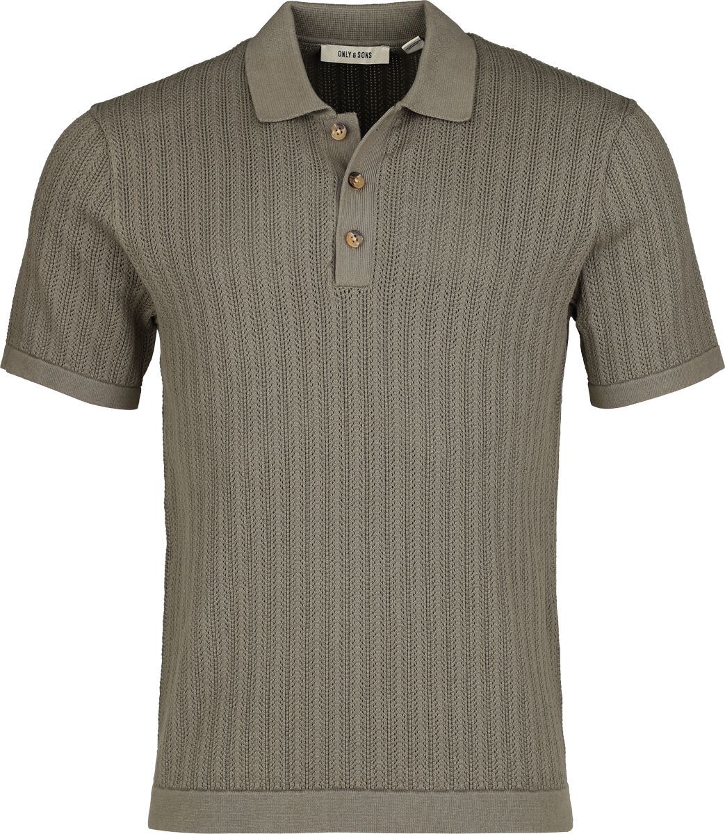 ONLY and SONS Klasické Polo tričko ONSMOON 12 KNIT NOOS Polo tričko olivová