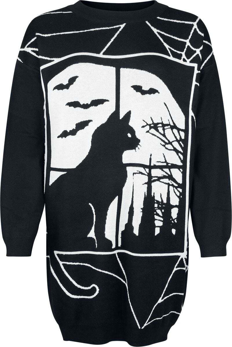 Banned Alternative Lunaire Knit Dress Šaty cerná/bílá