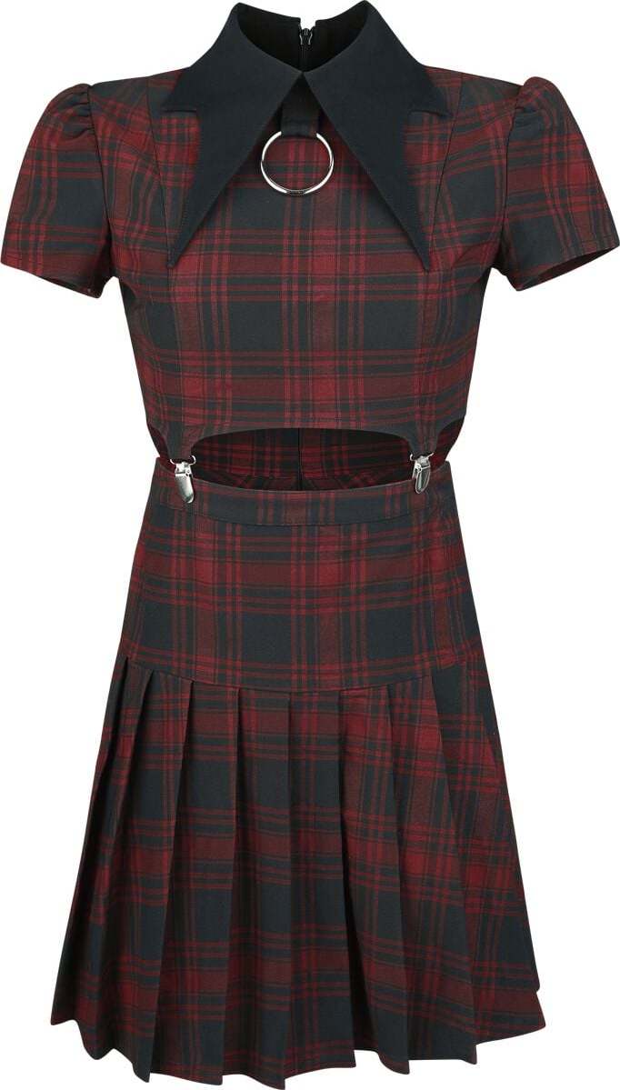 Killstar Exklusive Tartan Collection – Darita Suspender Dress Šaty červená